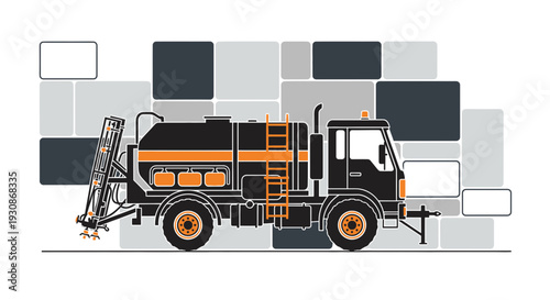 Industrial Liquid Sprayer Truck Vector Illustration For Road Maintenance