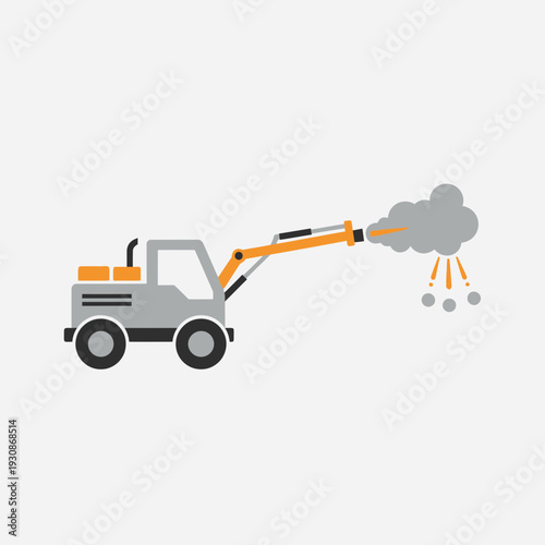 Industrial Machinery Sprays Mist and Particles for Construction Work
