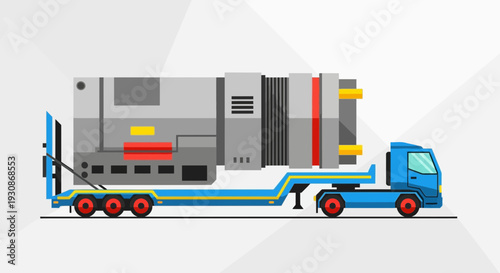 Industrial Machine Transported On A Flatbed Truck