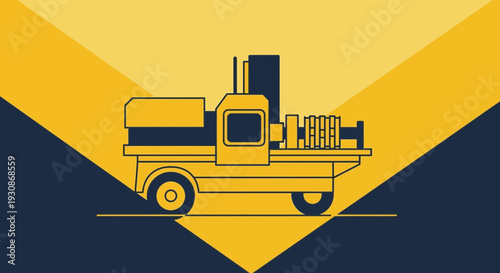 Industrial Machine Transportation Graphic Illustration Minimalist Design