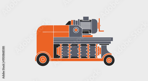 Industrial Machinery With Electric Motor And Movable Wheels