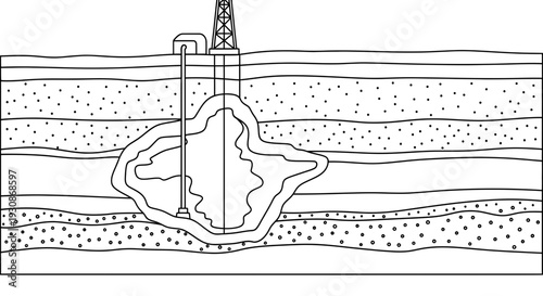 Detailed diagram of an oil well drilling operation.