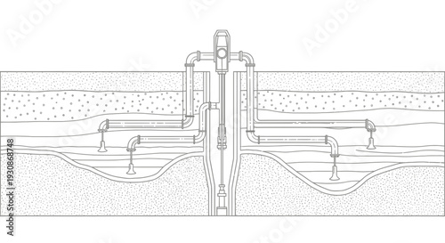 Detailed cross-section diagram of an industrial water well system.