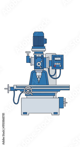 Industrial Milling Machine Precision Engineering Manufacturing Equipment Detailed Illustration