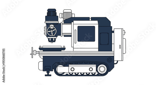 Industrial Milling Machine Precision Engineering Technology Graphic