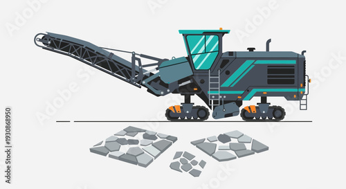 Industrial Pavement Milling Machine In Action For Road Construction And Repair Projects
