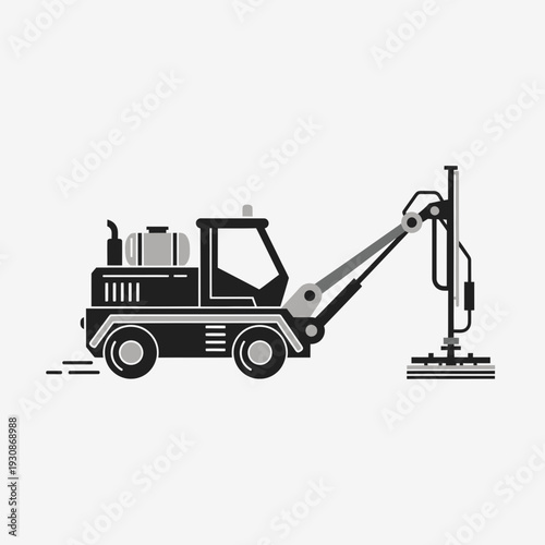 Industrial Pavement Milling Machine Construction Equipment Vector Graphic Design