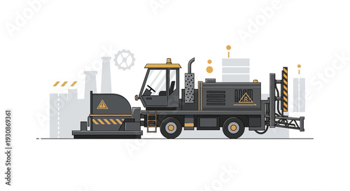 Industrial Road Construction Machine Working on Infrastructure Project