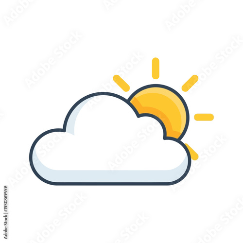 Partly cloudy weather with a sun partially obscured by a cloud.