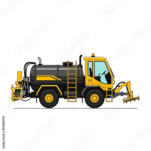 Industrial Road Maintenance Vehicle Performing Asphalt Sealing Tasks