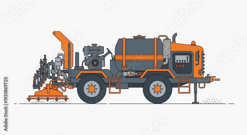 Industrial Road Marking And Spraying Truck Vehicle Illustration