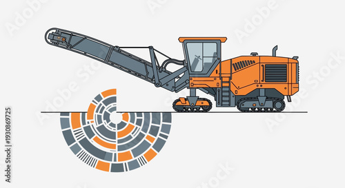 Industrial Road Milling Machine And Circular Pattern