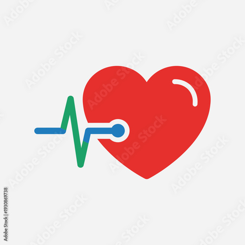 Heart with a stethoscope and heartbeat line symbolizing health and cardiology.