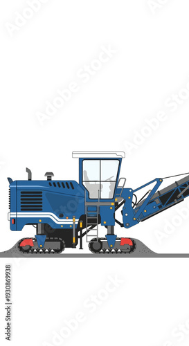 Industrial Road Milling Machine Heavy Equipment Machinery Construction Site Illustration