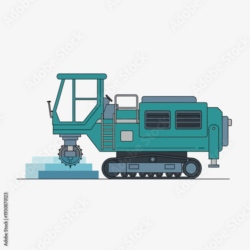 Industrial Road Milling Machine Working On Pavement Repair Project Construction