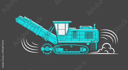 Industrial Rock Crusher Machine Operating On Tracks Generating Dust