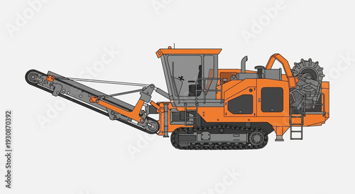 Industrial Shredder Machine Construction Heavy Equipment Illustration