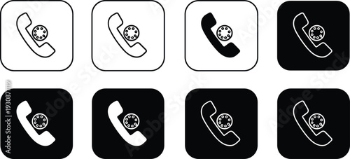 Phone Call Icon Set with Handset and Virus Symbol Representing Spam Scam Fraud and Incoming Call Alert