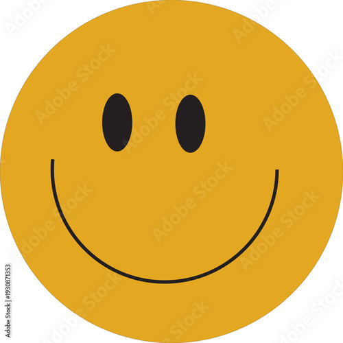 Smiling Icon: A classic smiley face, a universal symbol of happiness, joy and positivity, rendered in vibrant yellow and black, evoking feelings of contentment and optimism.