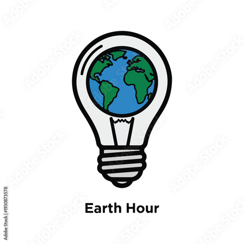 Earth Hour Global Sustainability Light Bulb Illustration