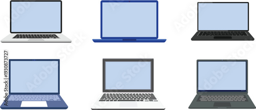 Laptop flat vector  Computer laptop cartoon with  screen Laptop icons set. Laptop different style. collection Laptops or notebook computer