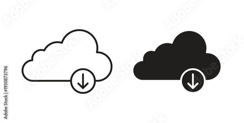 Cloud download icon symbol vector illustration. vector flat clipart object eps10