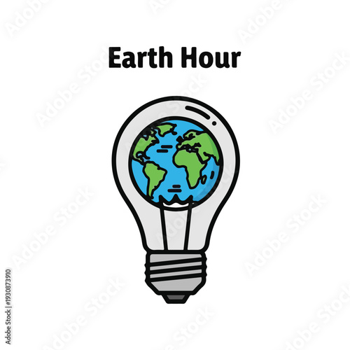 Earth Hour Global Sustainability Light Bulb Illustration