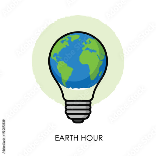 Earth Hour Global Sustainability Light Bulb Illustration
