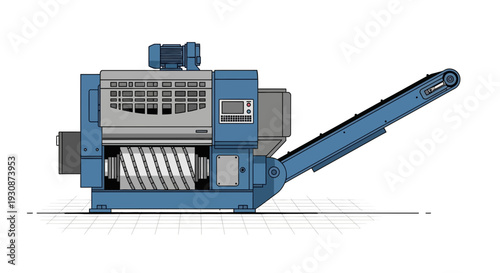 Industrial Shredding Machine With Conveyor Belt For Waste Processing And Recycling