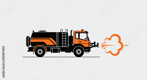 Industrial Sprayer Truck Emitting Cloud Illustration