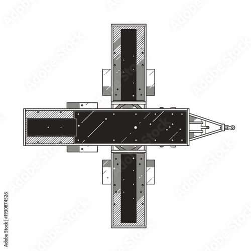 Industrial Trailer Top View Graphic Representation Clean Design