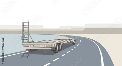 Industrial Trailer Navigates Scenic Desert Highway Towards Horizon Transport