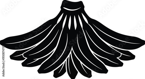 Black Silhouette Bunch of Bananas Spread Out Isolated on White Background