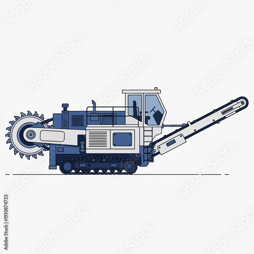Industrial Trencher Machine Illustration for Construction Projects