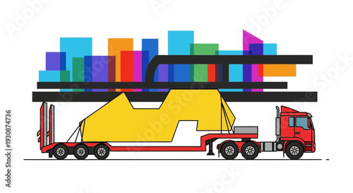 Industrial Transportation Of Oversized Cargo In A Vibrant Cityscape
