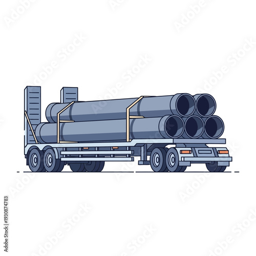 Industrial Truck Hauling Large Pipes for Construction Projects