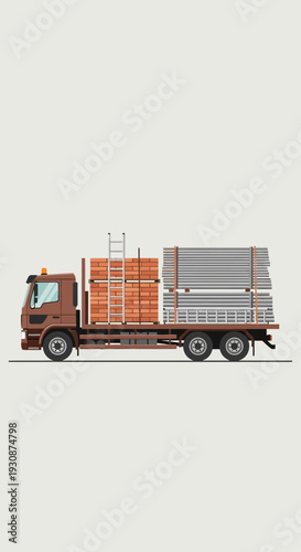 Industrial Truck Transporting Building Materials Construction Logistics Supply Chain