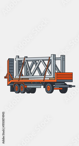Industrial Truss Transported On Flatbed Truck For Construction