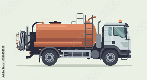 Industrial Vacuum Truck Transporting Liquids For Sanitation