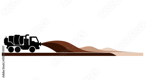 Industrial Vacuum Truck Discharging Liquid Waste In Brown Tones