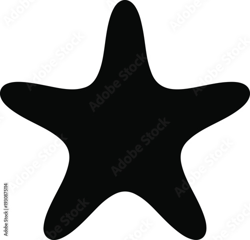 Black Star Shape Silhouette Isolated on White Background Simple Graphic Element