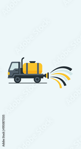 Industrial Water Truck Sprays Liquid for Cleaning and Maintenance Purposes