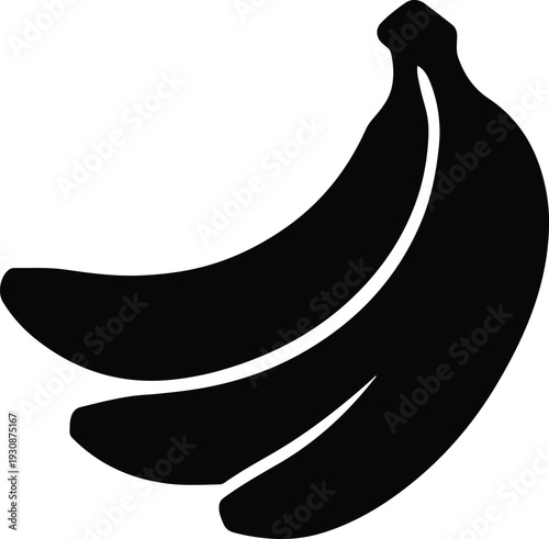 Bunch of Bananas Silhouette Isolated on White Background
