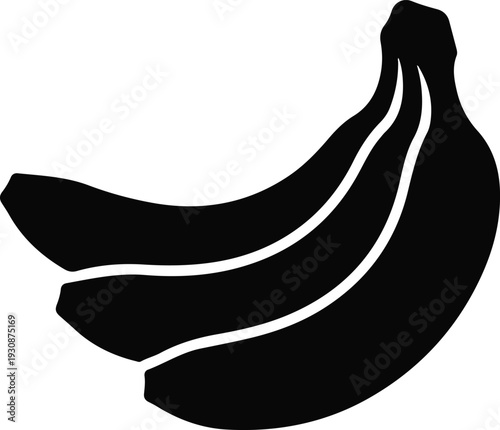 Bunch of Bananas Silhouette Icon Vector Simple Isolated White Background