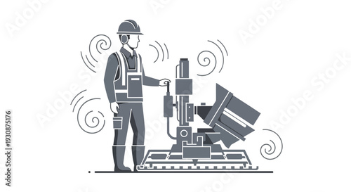 Industrial Worker Operates Advanced Machinery with Precision and Care