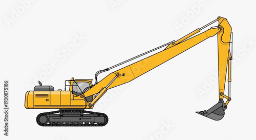 Industrial Yellow Excavator Machine on Tracks for Construction Projects