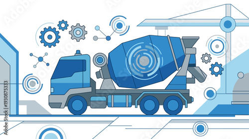 Innovative Construction Industry Technology With Concrete Mixer And Gears