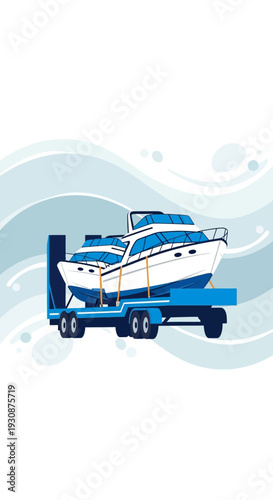 Luxury Speedboats Transported Securely On Specialized Maritime Trailer