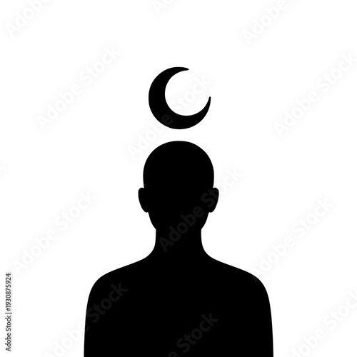 Human silhouette with crescent moon symbol icon 17.23% 975 807