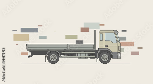 Minimal Flatbed Truck Illustration For Logistics And Delivery Services